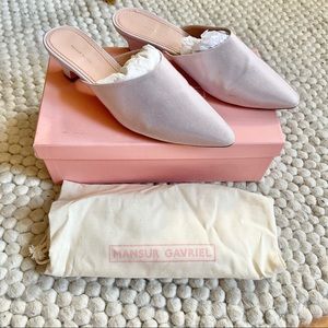 MANSUR GAVRIEL pale pink/purple slipper heel mules